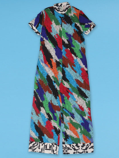 Print Zipper Wide Leg Jumpsuit