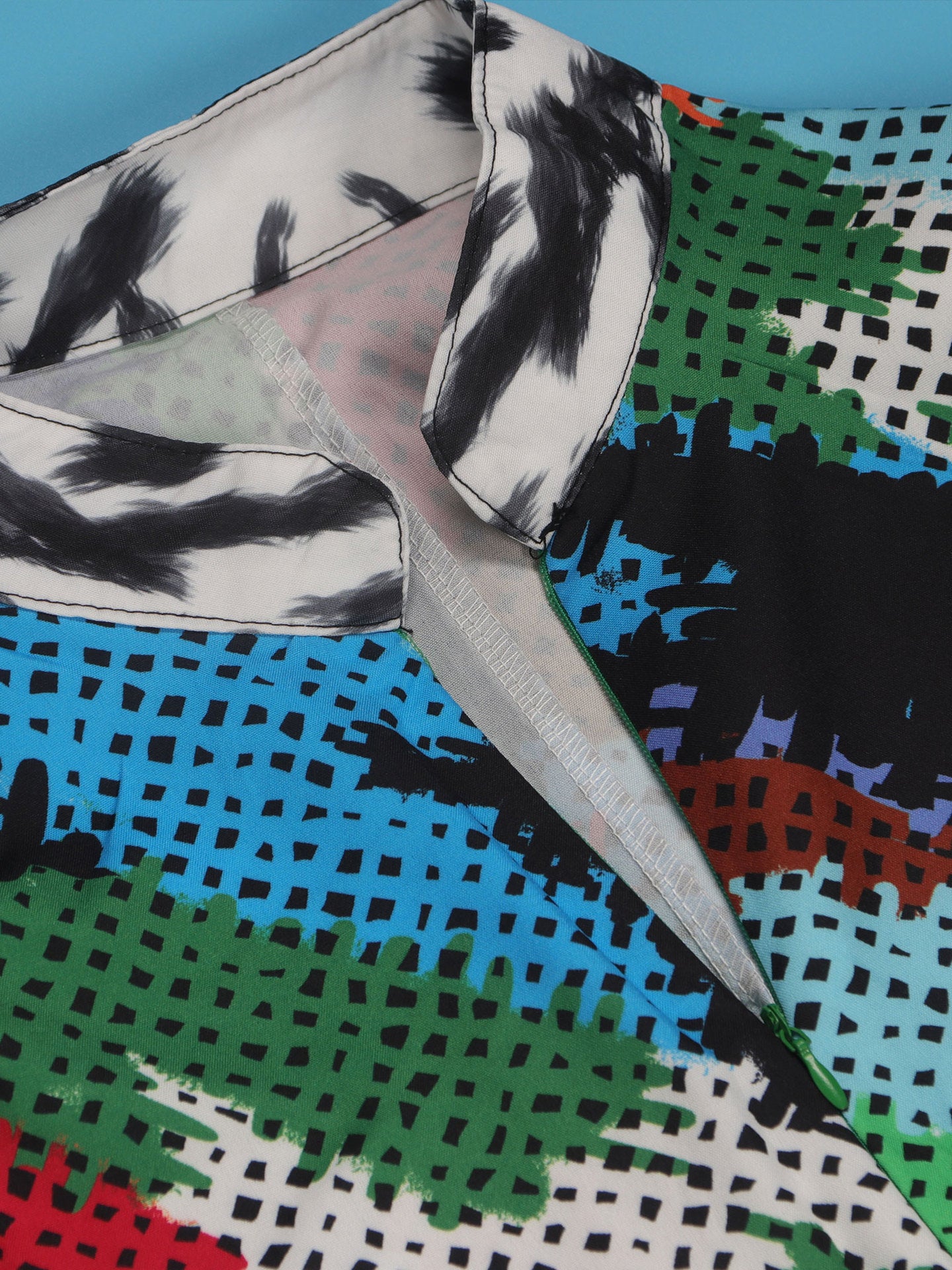 Print Zipper Wide Leg Jumpsuit