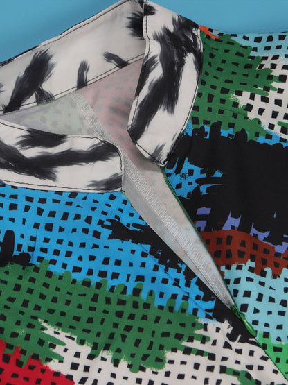 Print Zipper Wide Leg Jumpsuit