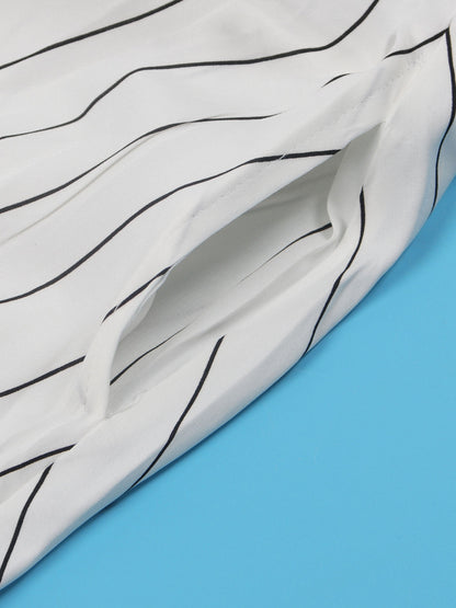 Striped Cross Strap Backless Flare Dress