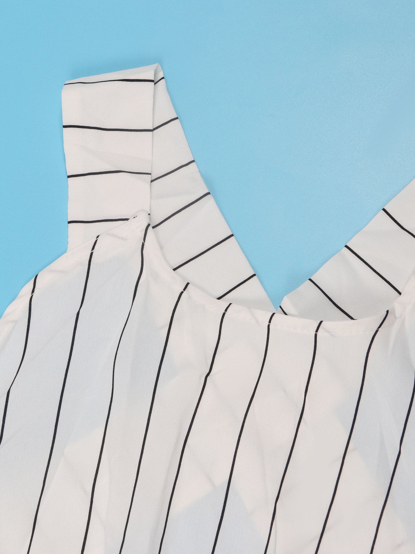 Striped Cross Strap Backless Flare Dress