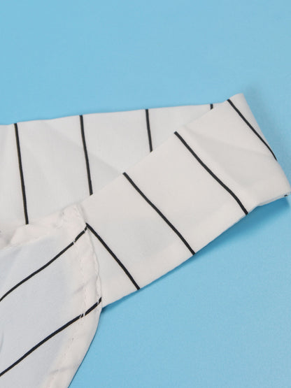 Striped Cross Strap Backless Flare Dress