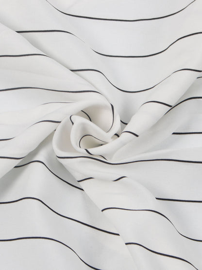 Striped Cross Strap Backless Flare Dress