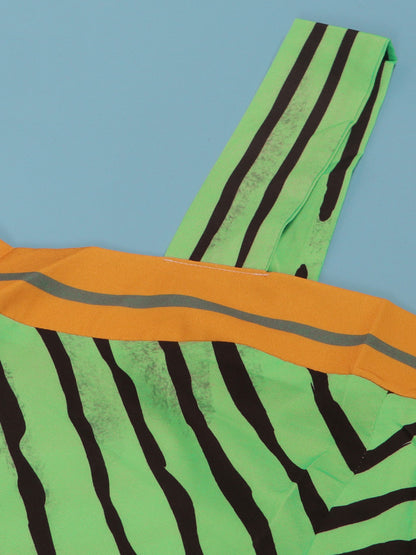 Mono de pierna ancha con bolsillos y estampado de tirantes 