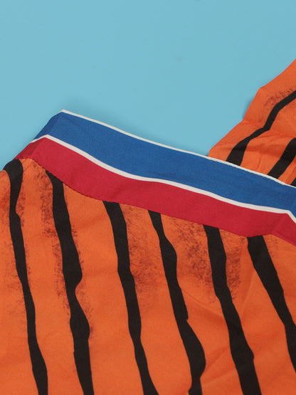 Mono de pierna ancha con bolsillos y estampado de tirantes 