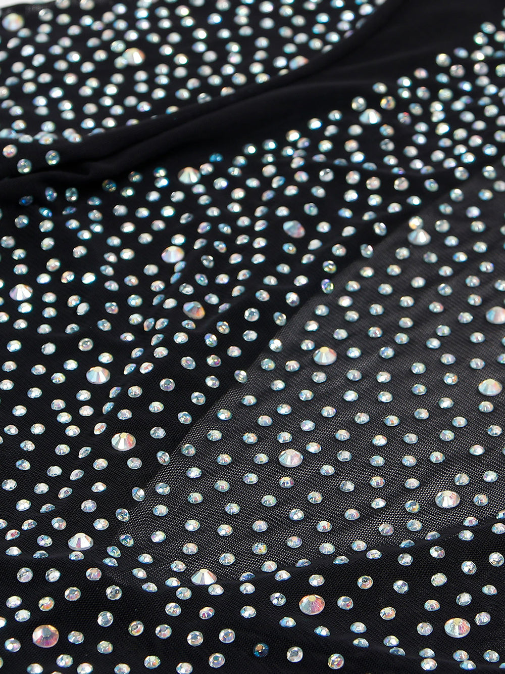 Rhinestone Mesh Patchwork Zip Up Short Jumpsuit