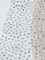 Monos cortos con cremallera y patchwork de malla de diamantes de imitación暂时缺货