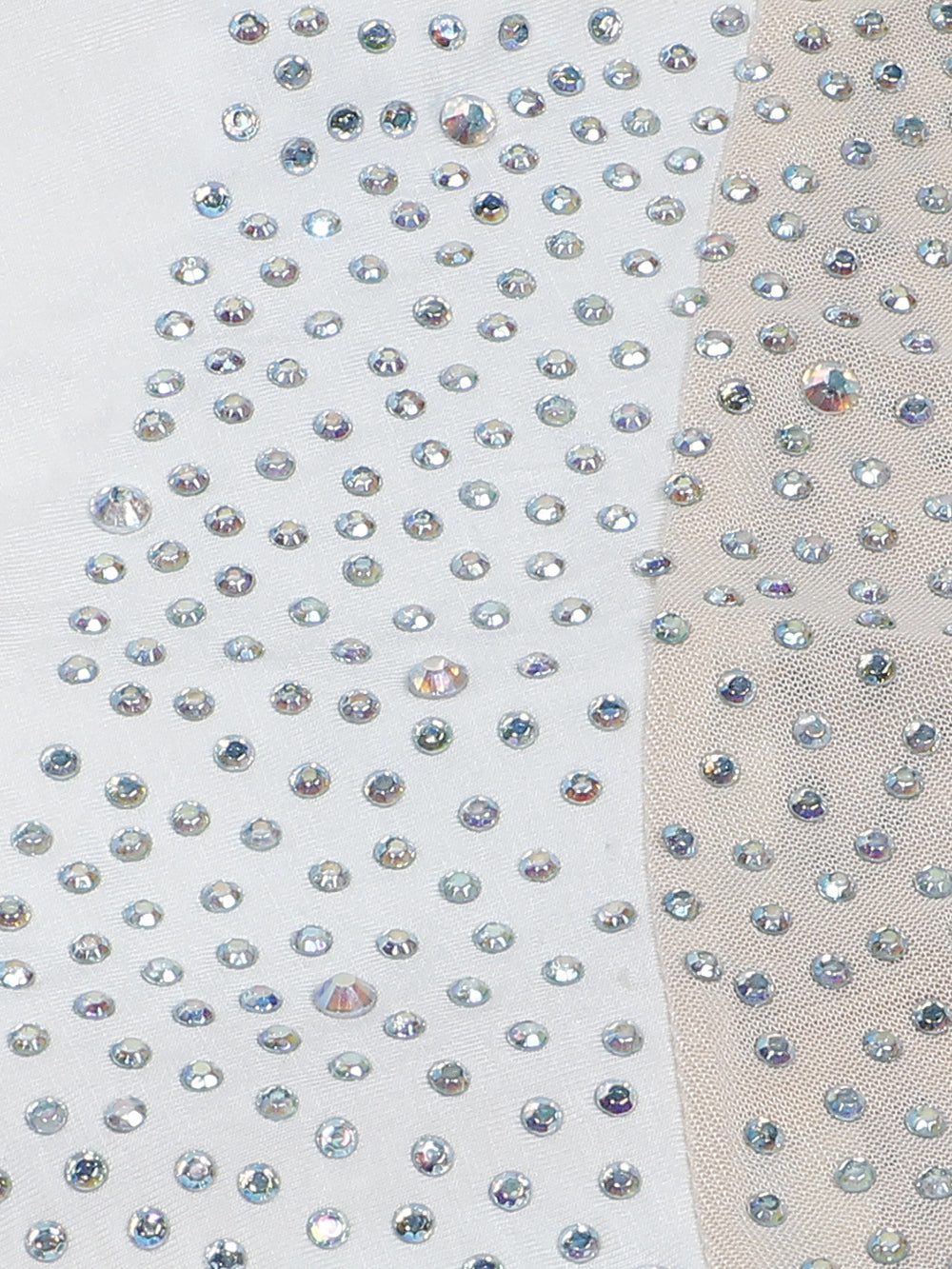 Monos cortos con cremallera y patchwork de malla de diamantes de imitación暂时缺货