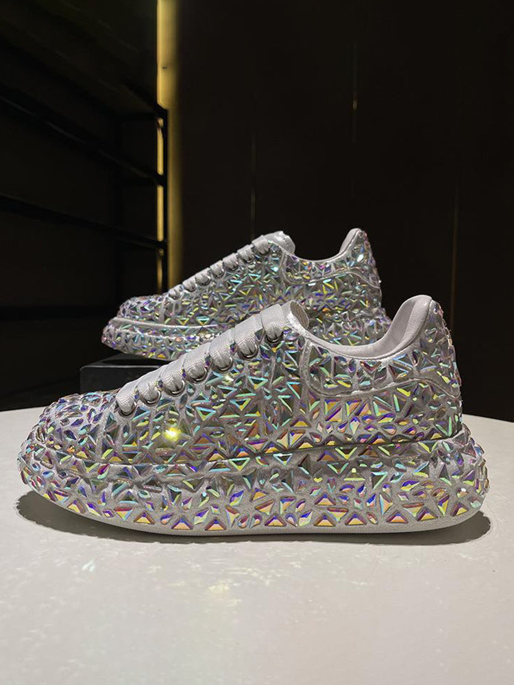 Rhinestone Lace-Up Chunky Sneaker