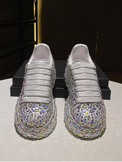 Rhinestone Lace-Up Chunky Sneaker