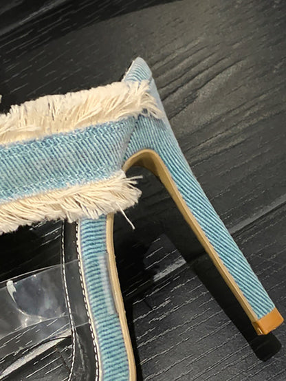 Denim Spiral Strap Sandal