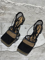 Sandalias de tacón alto con tiras cruzadas ahuecadas 