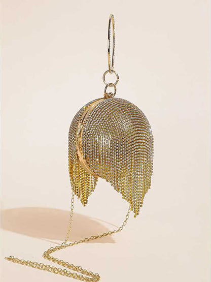 Bolso de mano con borlas de diamantes de imitación 