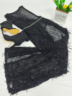Two Piece Giltter Rhinestone Mesh Outfits