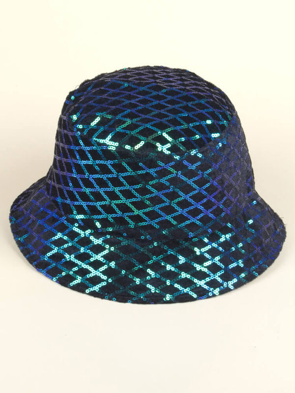 Reversible Diamond Shape Pattern Sequin Bucket Hat