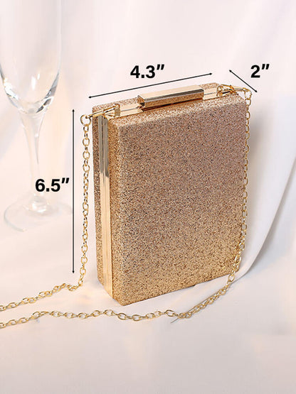 Bolso cuboide con cadena y purpurina de diamantes de imitación