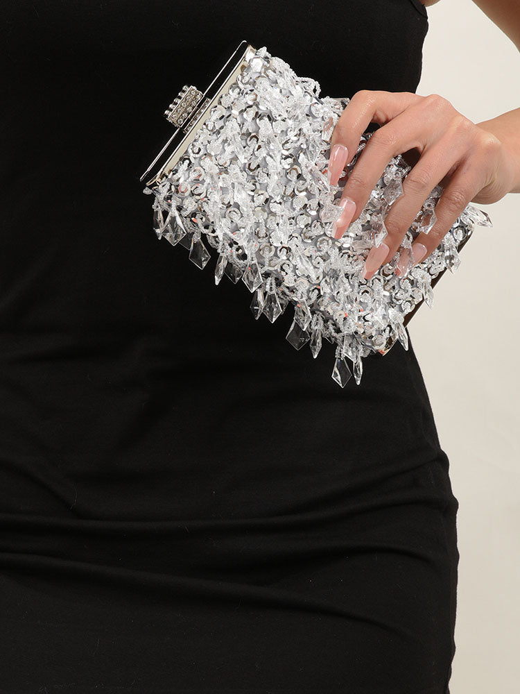 Bolsos bandolera de fiesta cuboides con cuentas brillantes