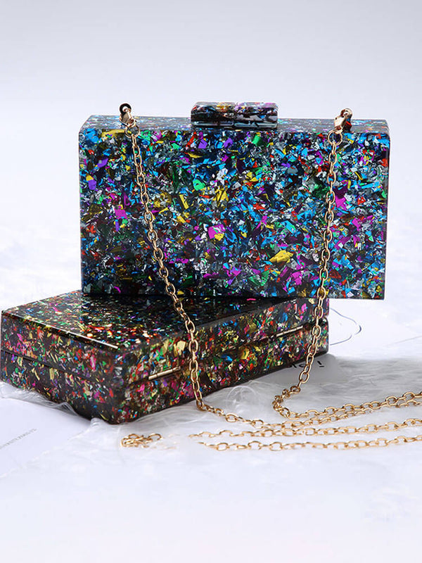 Sequins Glitter Chain Cuboid Crossbody Bags