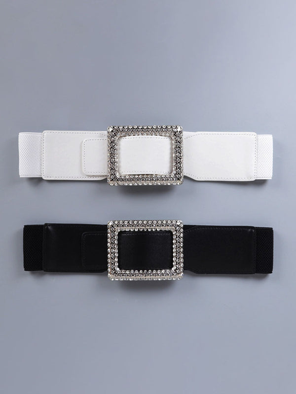 Elegant Rhinestone Leather Waist Belts