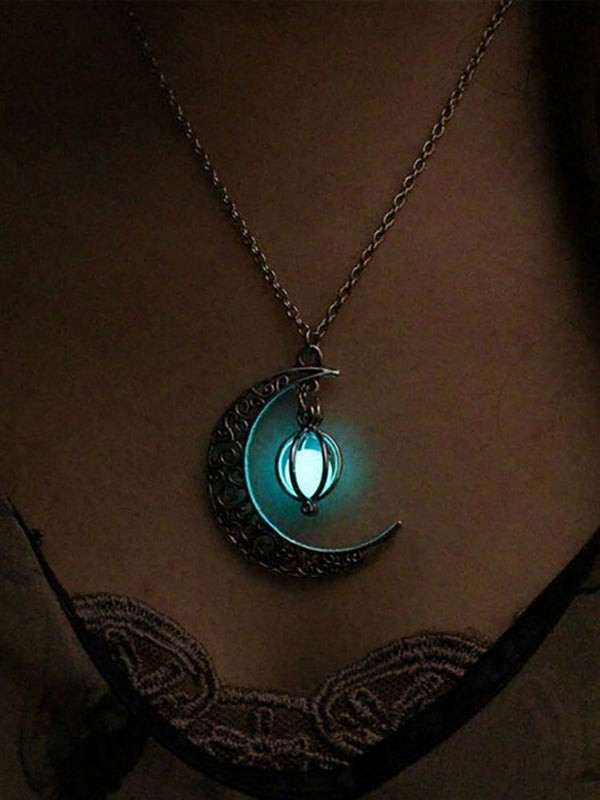 Halloween luminous Moon Pendant Necklaces