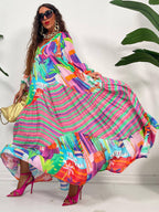 Long Sleeve Floral Print Bodycon Maxi Dress