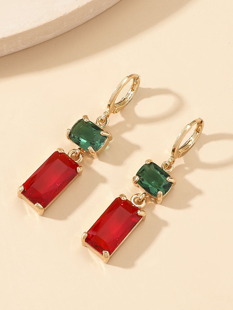 Pendientes navideños de cristal artificial