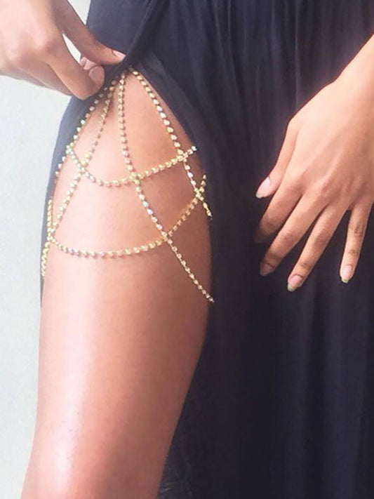 Cadena de pierna multicapa con diamantes de imitación