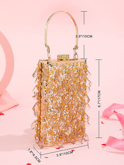 Bolsos bandolera de fiesta cuboides con cuentas brillantes