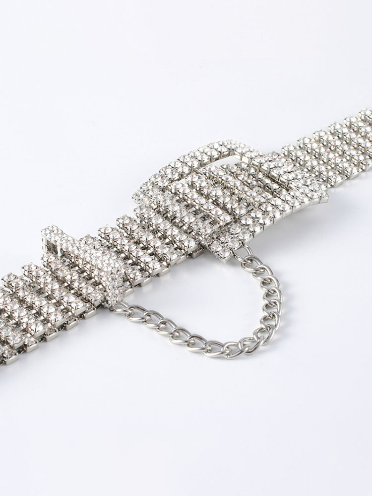 Cinturones minimalistas con purpurina y diamantes de imitación