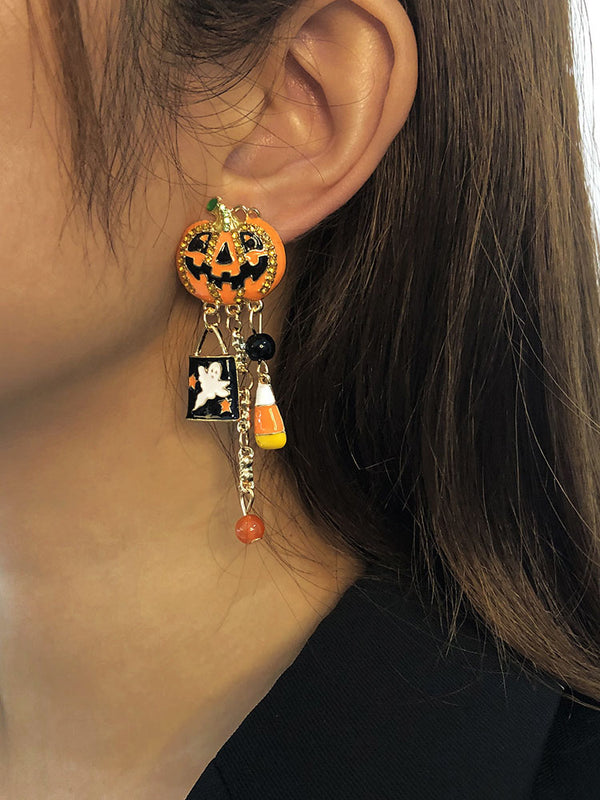 Halloween Funny Pumpkin Pendant Earrings