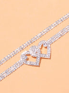 Tobilleras con purpurina y diamantes de imitación en forma de corazón
