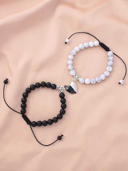 Pulseras de pareja de atracción magnética con cordón ajustable