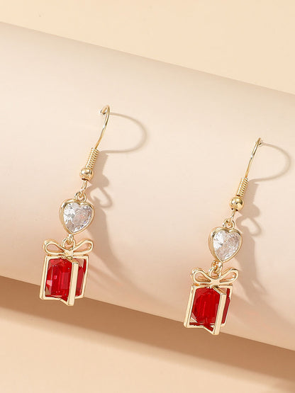 Pendiente colgante de caja de regalo de diamantes de imitación navideños