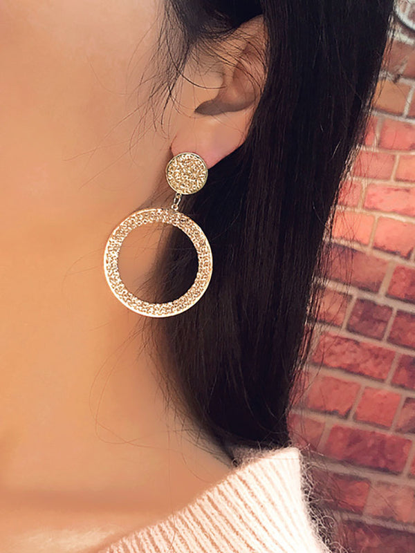 European Rhinestone Glitter Ring Earrings