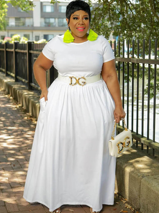 Vestidos largos ajustados lisos de manga corta