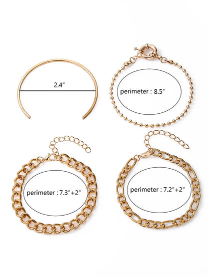 Pulseras de cadena gruesa de cuatro piezas