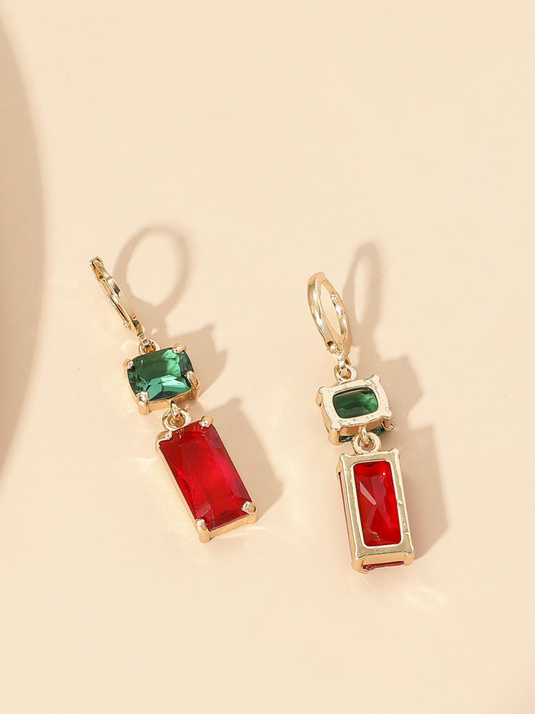 Pendientes navideños de cristal artificial