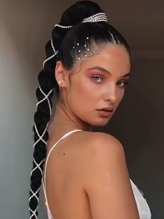 Cadenas para el cabello con borlas de diamantes de imitación de cristal