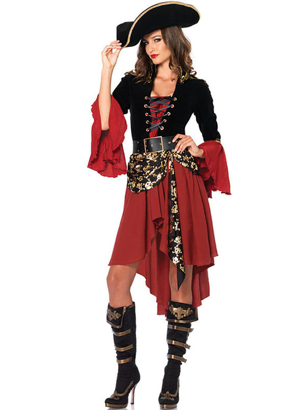 Halloween Ruffle Sleeve Pirate Costume