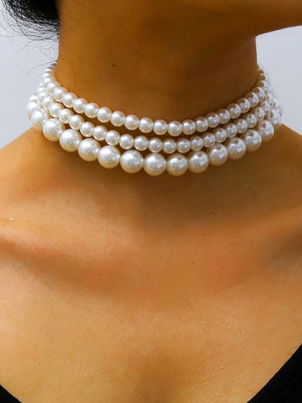 Elegant Imitation Pearl Stitching Necklaces
