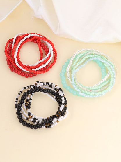 Conjuntos de pulseras de cuentas multicolores multicapa Boho