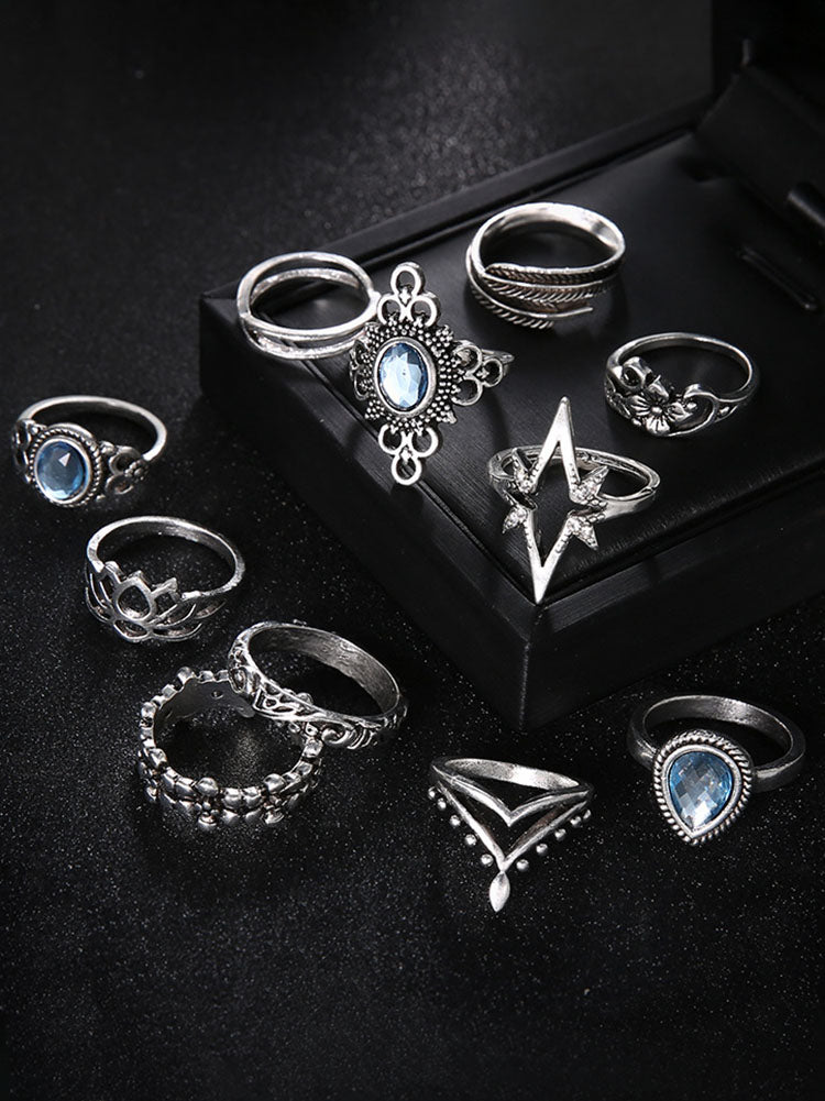 Eleven Piece European Imitation Gem Rings Set