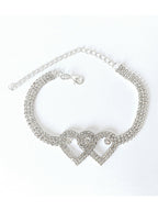 Tobilleras con purpurina y diamantes de imitación en forma de corazón