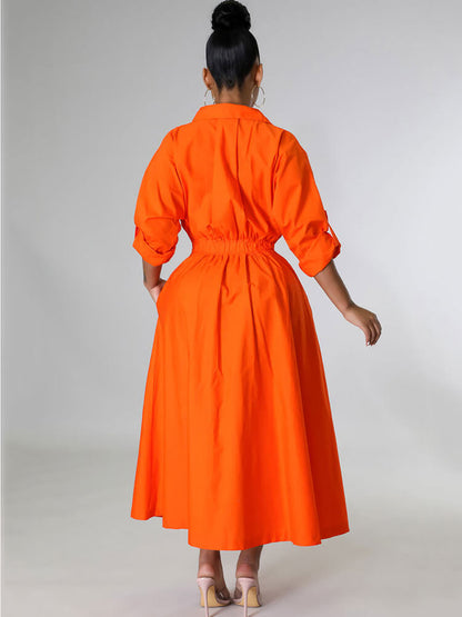 Vestidos largos ajustados de color sólido de manga larga