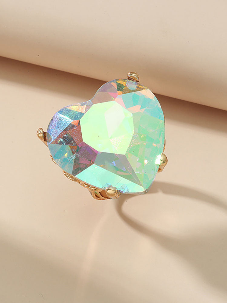 Anillo de piedras preciosas de imitación retro en forma de corazón