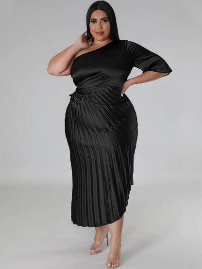 Vestidos largos fruncidos con cordones y un hombro