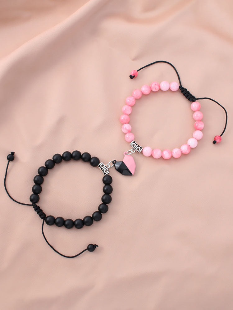 Pulseras de pareja de atracción magnética con cordón ajustable