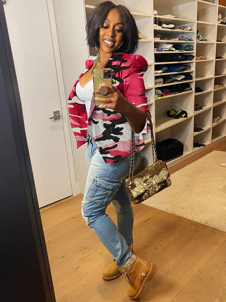 Chaquetas con estampado de camuflaje de manga larga