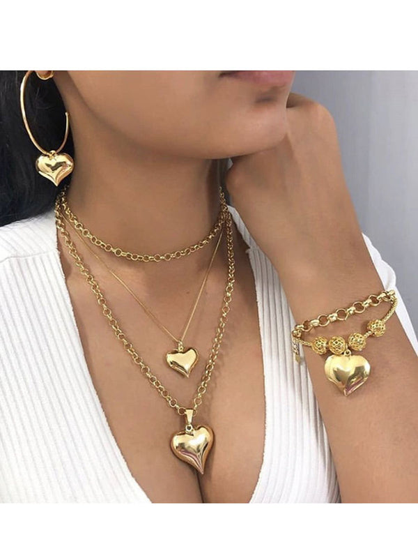 Multilayer Chain Bracelet Earrings & Necklace