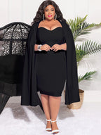 Vestidos midi de talle alto y mangas divididas de talla grande
